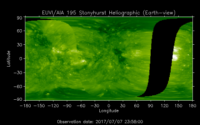 EUVI 195 heliographic map