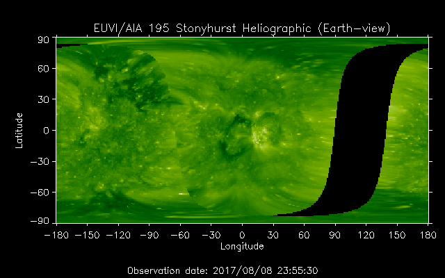 EUVI 195 heliographic map