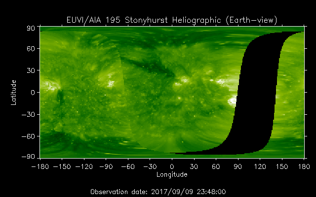 EUVI 195 heliographic map
