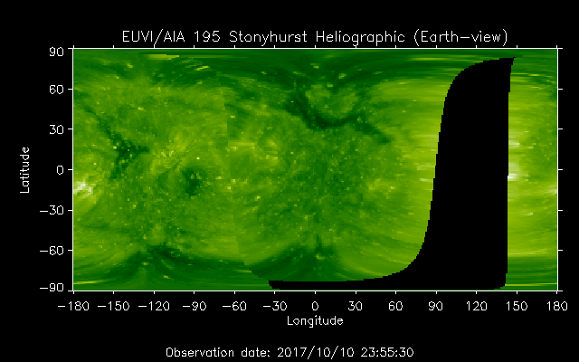 EUVI 195 heliographic map
