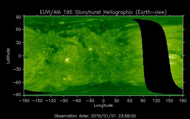 EUVI 195 heliographic map