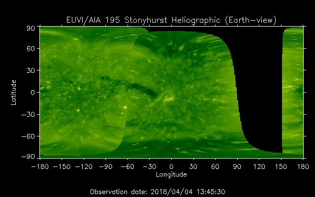 EUVI 195 heliographic map