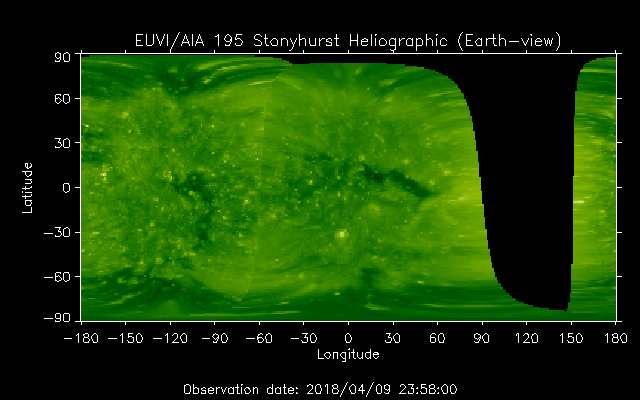 EUVI 195 heliographic map