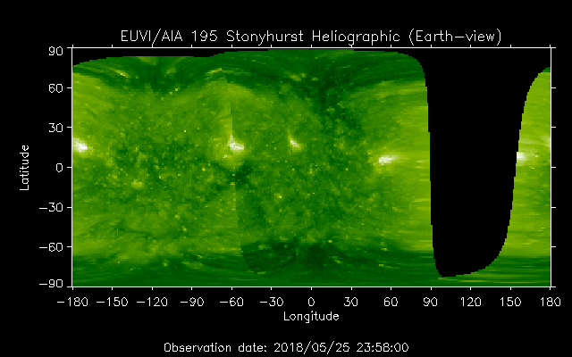 EUVI 195 heliographic map