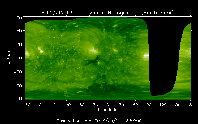 EUVI 195 heliographic map