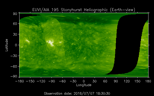 EUVI 195 heliographic map