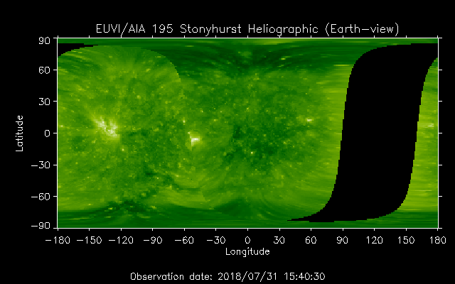 EUVI 195 heliographic map