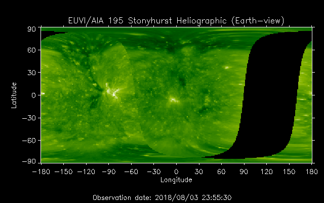 EUVI 195 heliographic map