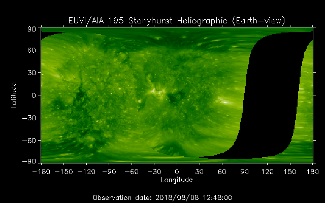 EUVI 195 heliographic map