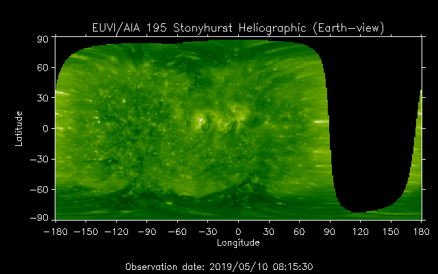 EUVI 195 heliographic map