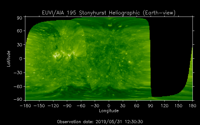 EUVI 195 heliographic map