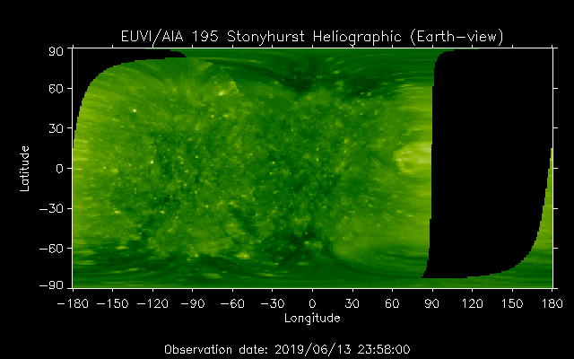 EUVI 195 heliographic map