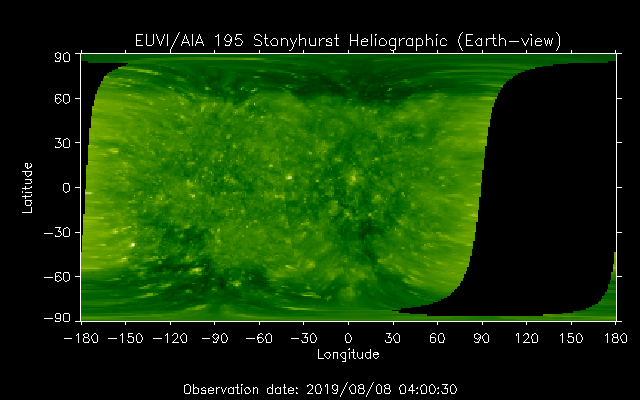 EUVI 195 heliographic map