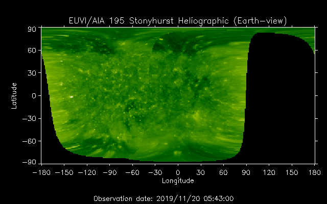 EUVI 195 heliographic map