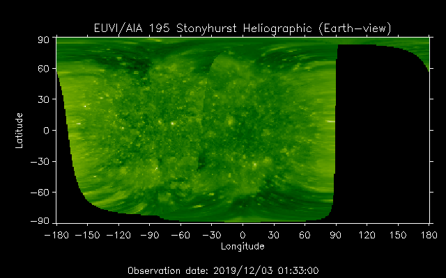 EUVI 195 heliographic map