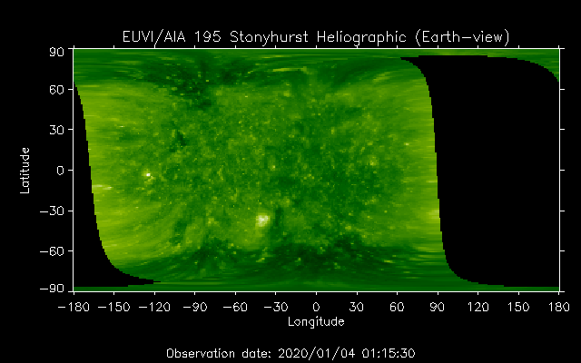 EUVI 195 heliographic map