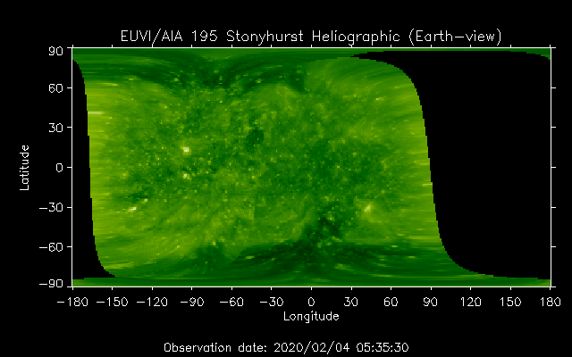 EUVI 195 heliographic map