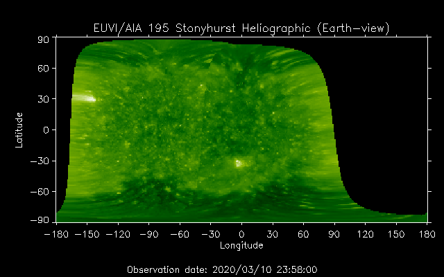 EUVI 195 heliographic map