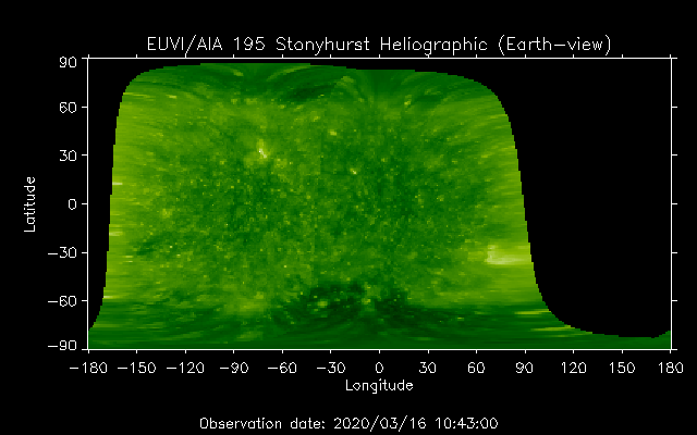 EUVI 195 heliographic map