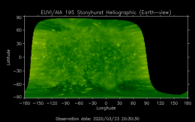 EUVI 195 heliographic map