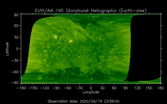 EUVI 195 heliographic map