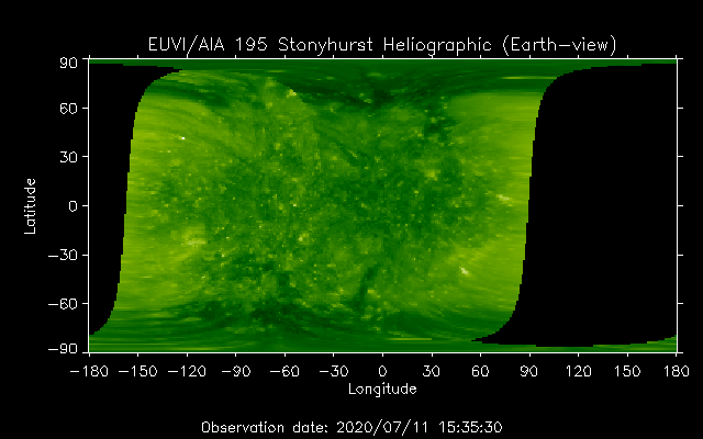 EUVI 195 heliographic map