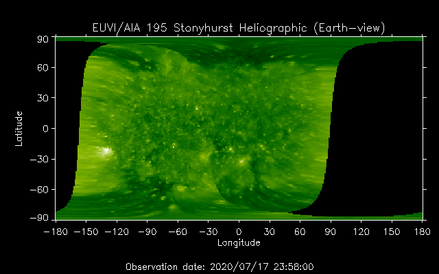 EUVI 195 heliographic map