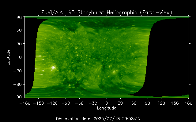 EUVI 195 heliographic map