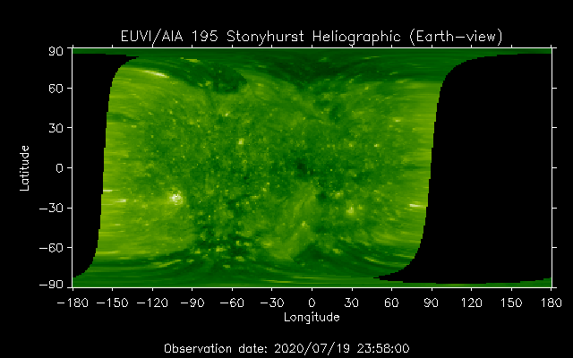 EUVI 195 heliographic map