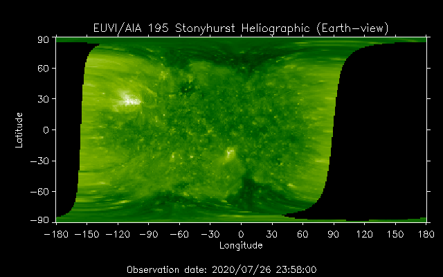 EUVI 195 heliographic map