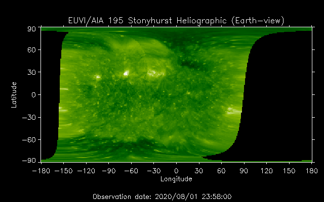 EUVI 195 heliographic map
