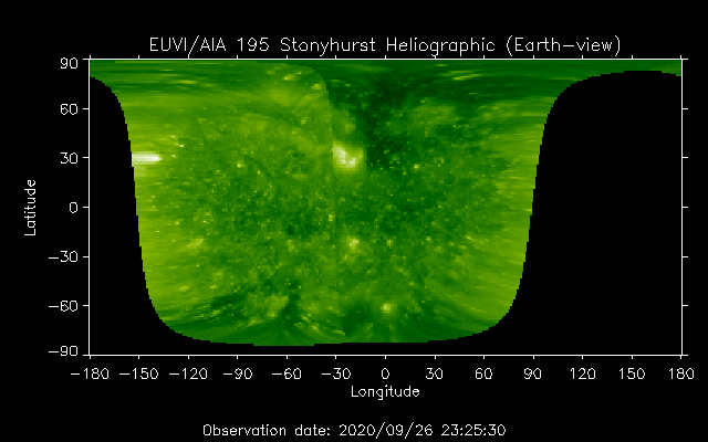 EUVI 195 heliographic map