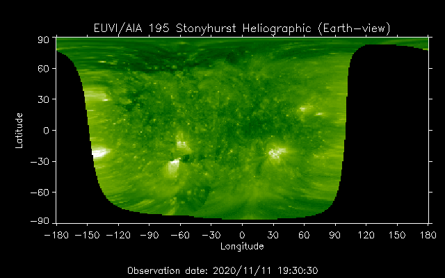 EUVI 195 heliographic map
