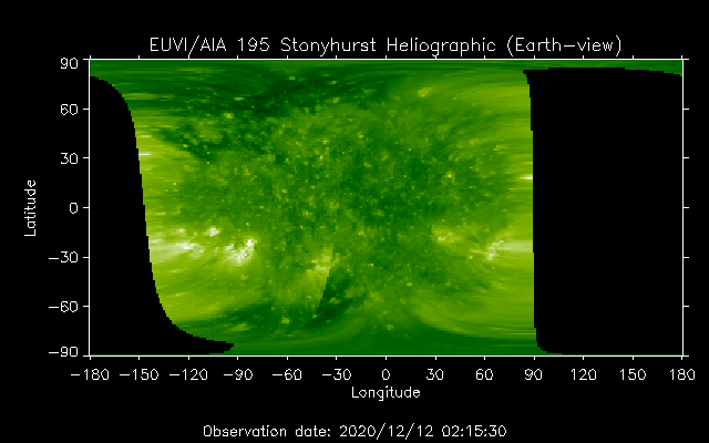 EUVI 195 heliographic map