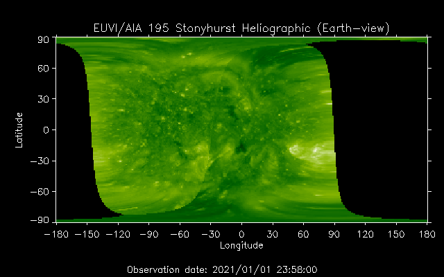 EUVI 195 heliographic map