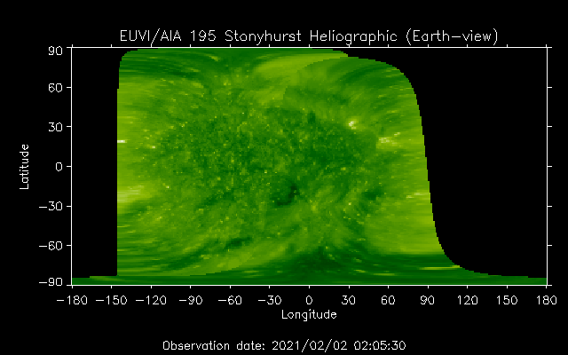 EUVI 195 heliographic map