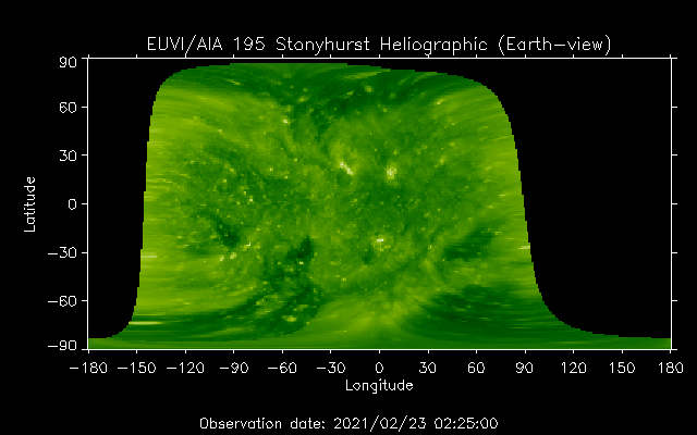 EUVI 195 heliographic map