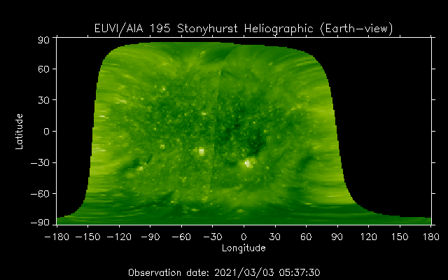 EUVI 195 heliographic map