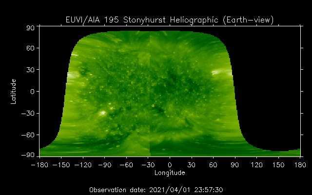 EUVI 195 heliographic map