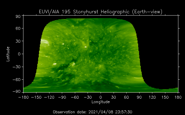 EUVI 195 heliographic map