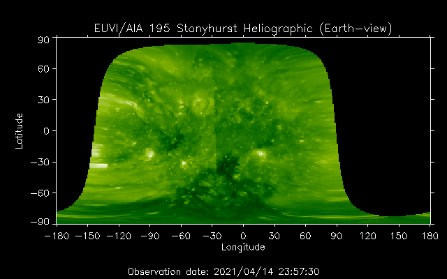EUVI 195 heliographic map
