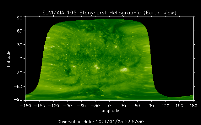 EUVI 195 heliographic map