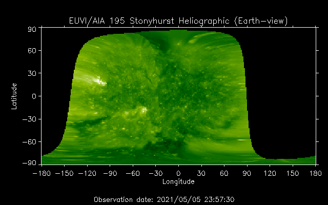 EUVI 195 heliographic map