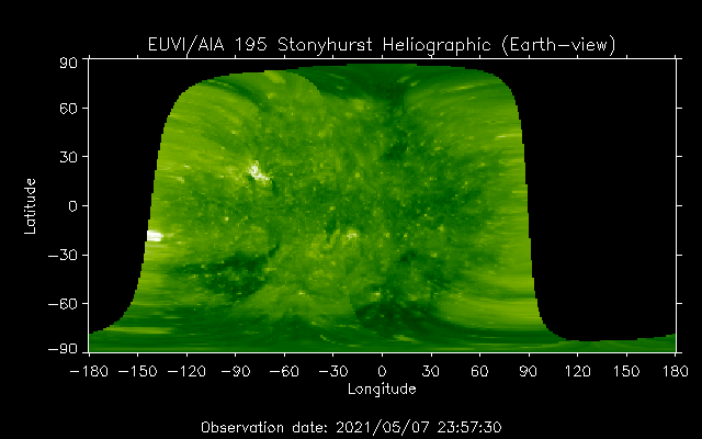 EUVI 195 heliographic map
