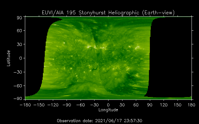 EUVI 195 heliographic map