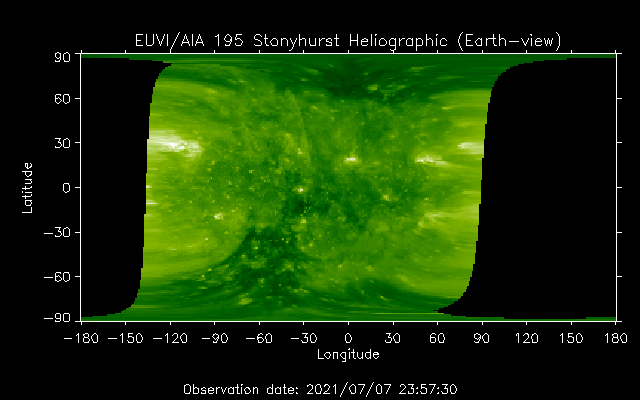 EUVI 195 heliographic map
