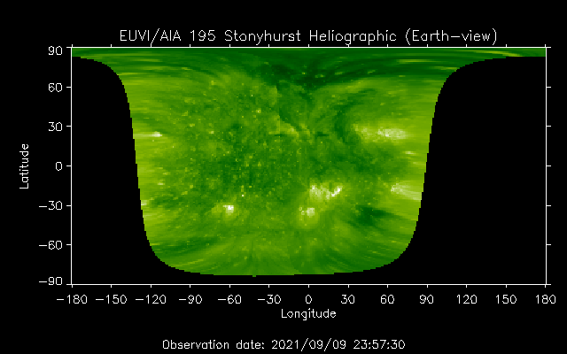 EUVI 195 heliographic map