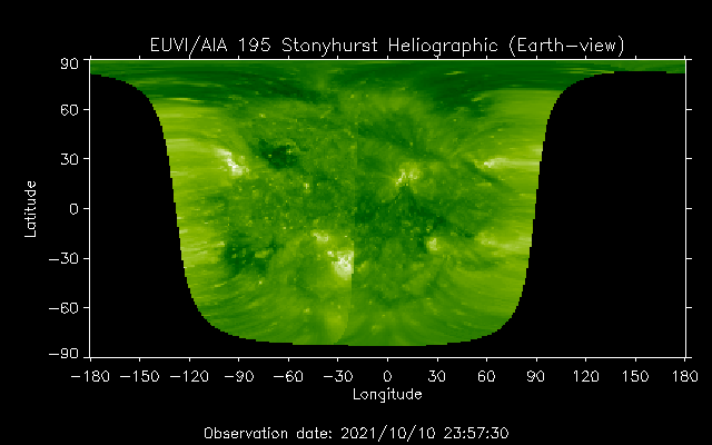 EUVI 195 heliographic map
