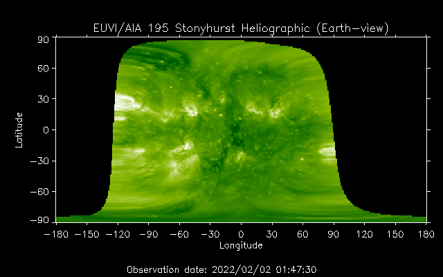 EUVI 195 heliographic map