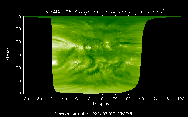 EUVI 195 heliographic map